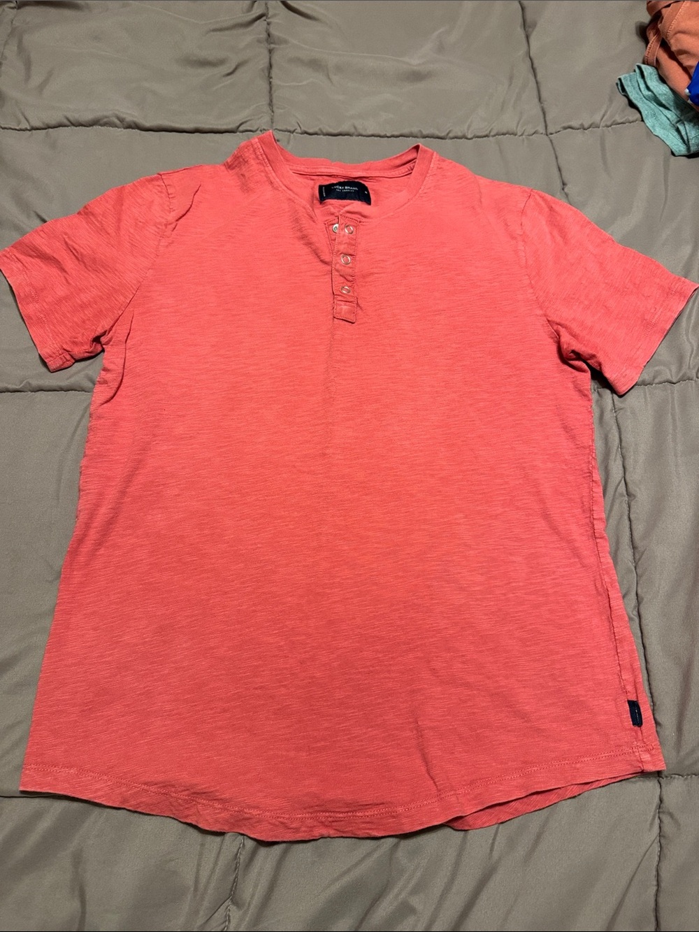 Lucky Brand Coral Short-Sleeve Henley